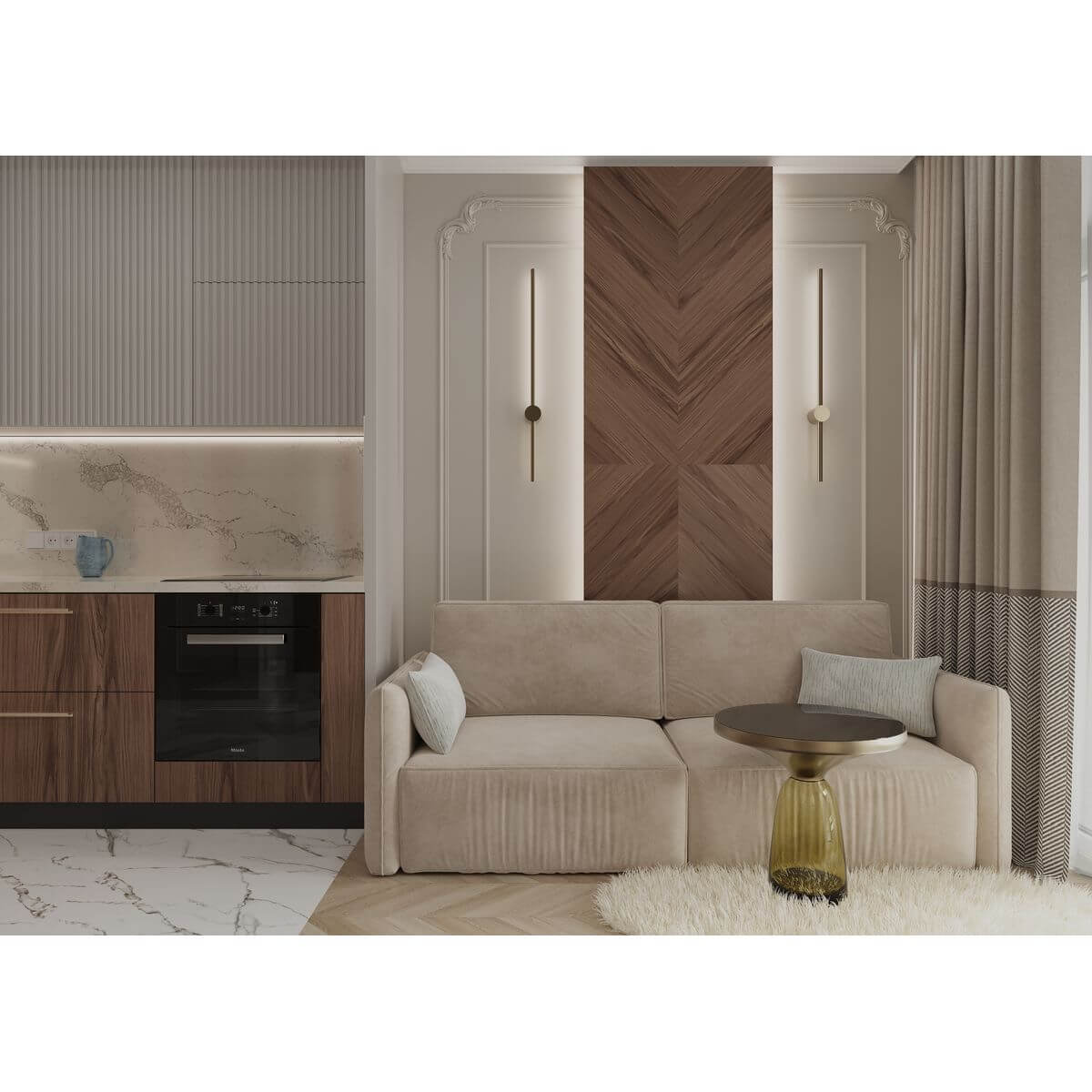 Планировка 1‑комнатная квартира 34,3 м² в ЖК «Долина Роз» — №235 | Море Близко