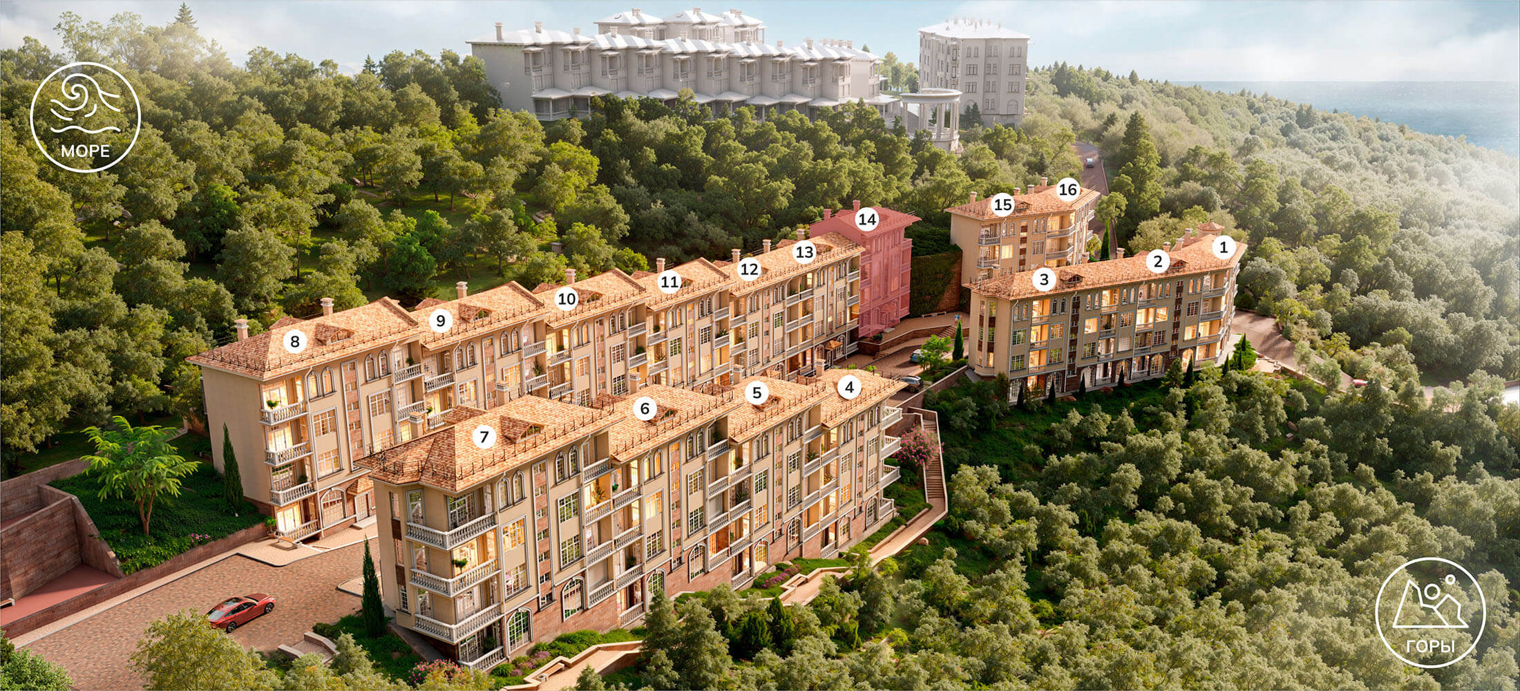 Планировка Квартира 1‑комнатная площадью 39.38 м² №107 корпус Жилой комплекс Ласка продаётся в городе Алушта «ЖК Ласка» от застройщика по цене 15 378 000 ₽ – Море Близко