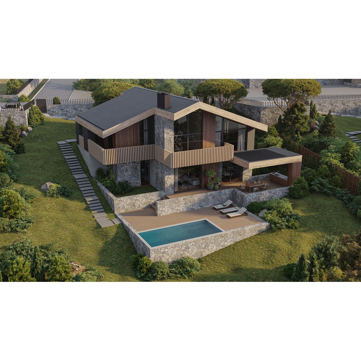 Планировка Коттедж площадью 308.75 м² с видом на море и горы №62 продаётся в городе Алушта «КП Лучи» от застройщика по цене 128 725 000 ₽ – МОРЕ БЛИЗКО