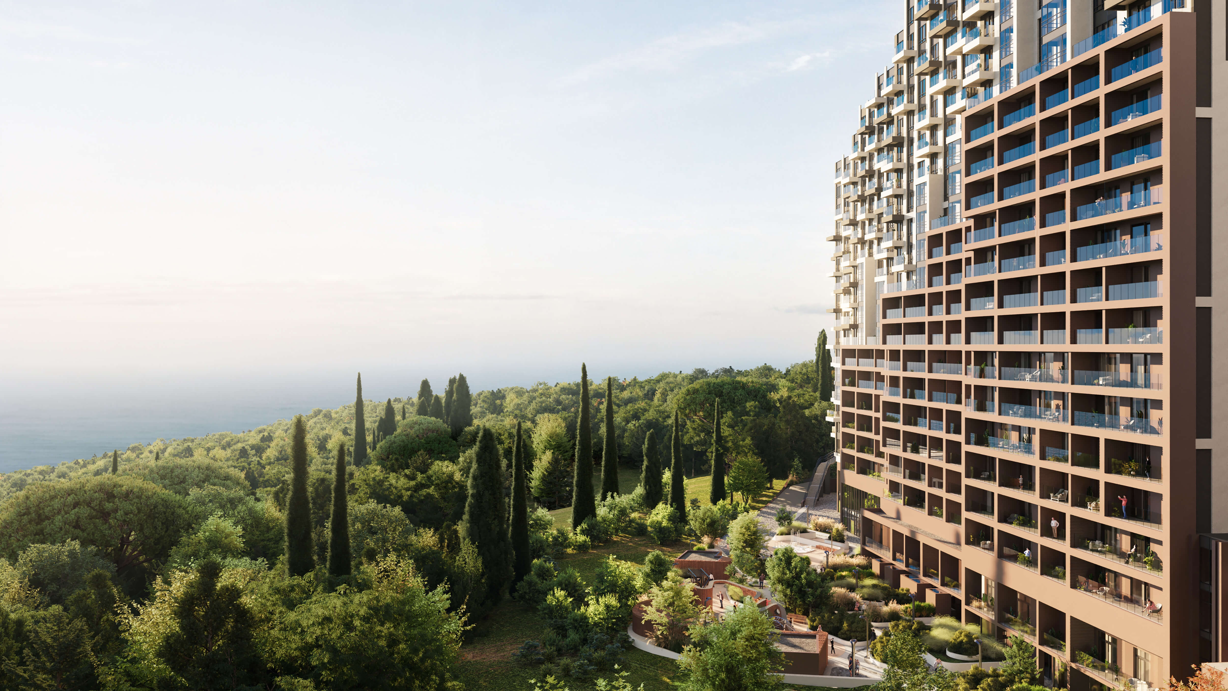Планировка Студия площадью 37.74 м² с видом на море и горы №126 корпус 1 продаётся в городе Ялта «ЖК Массандра Парк» от застройщика по цене 21 134 400 ₽ – МОРЕ БЛИЗКО