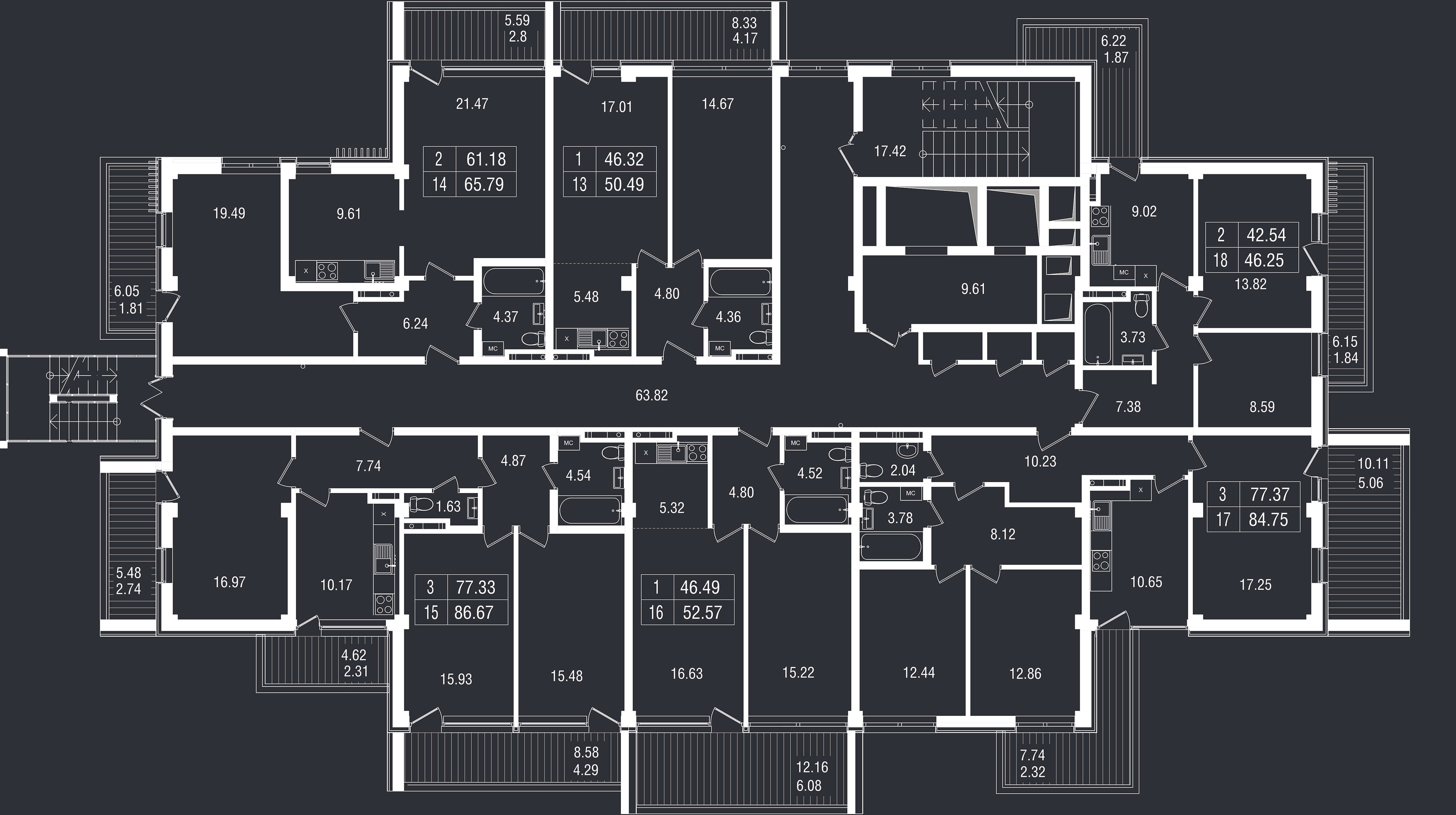 Планировка Апартамент 3‑комнатный площадью 86.67 м² с видом на море №15 корпус Д продаётся в городе Гурзуф «АК Море.Ялта» от застройщика по цене 33 391 482 ₽ – МОРЕ БЛИЗКО