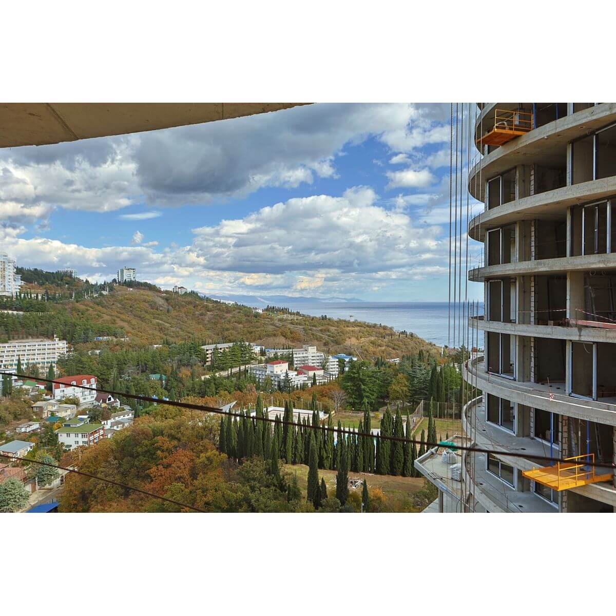 Планировка Апартамент 1‑комнатный площадью 45.55 м² с видом на море и горы №38Ап/2-6 продаётся в городе Алушта «АК Паруса Мечты» от застройщика по цене 18 976 316 ₽ – Море Близко
