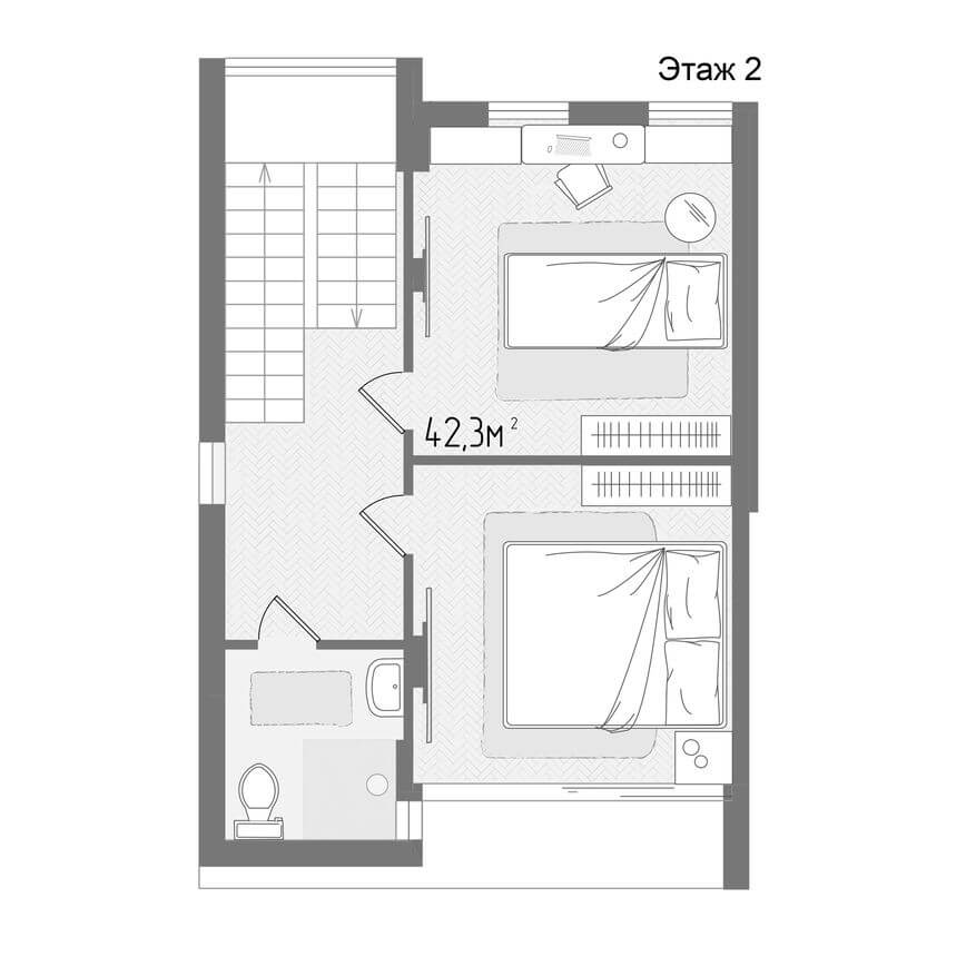 Планировка Коттедж площадью 84.30 м² с видом на горы №101 продаётся в городе Алушта «КП Паруса Мечты» от застройщика по цене 27 500 000 ₽ – Море Близко