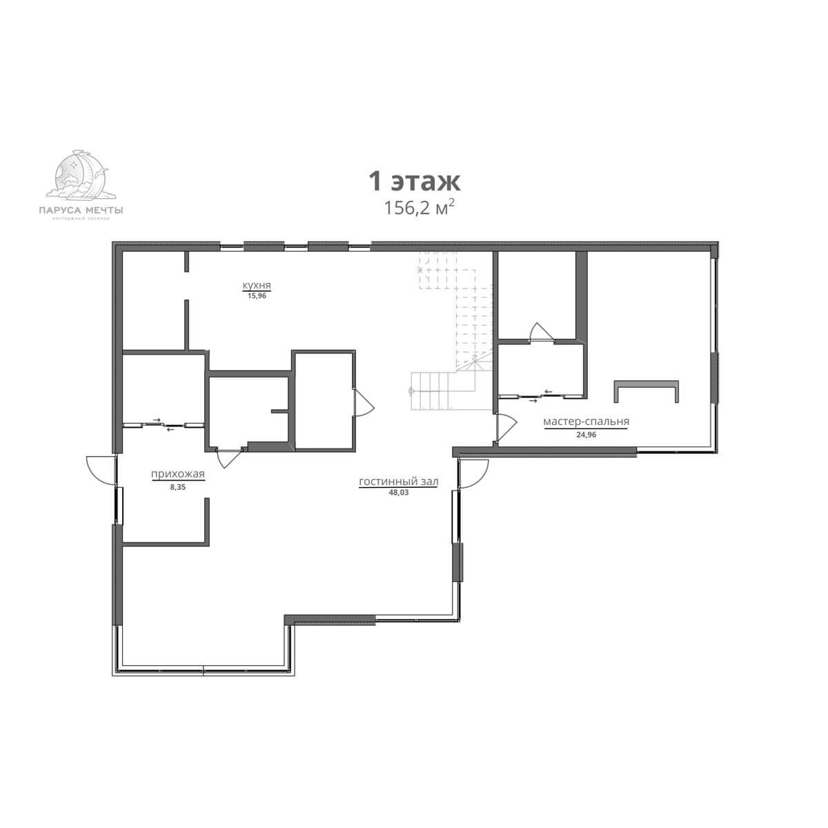 Планировка Коттедж площадью 493.70 м² с видом на море и горы №75 продаётся в городе Алушта «КП Паруса Мечты» от застройщика по цене 275 000 000 ₽ – Море Близко