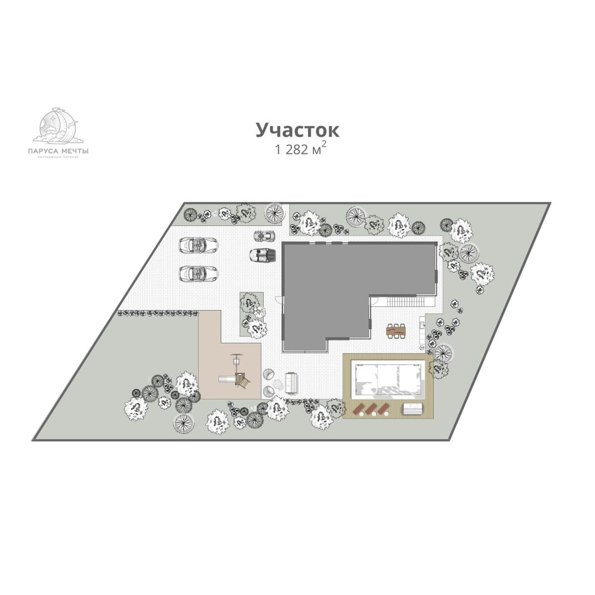 Планировка Коттедж площадью 493.70 м² с видом на море и горы №75 продаётся в городе Алушта «КП Паруса Мечты» от застройщика по цене 275 000 000 ₽ – Море Близко