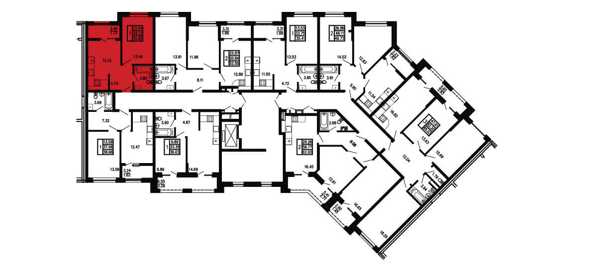 Планировка Квартира 1‑комнатная площадью 35.85 м² №58 продаётся в городе Феодосия «ЖК Просторы Крыма» от застройщика по цене 7 815 300 ₽ – МОРЕ БЛИЗКО