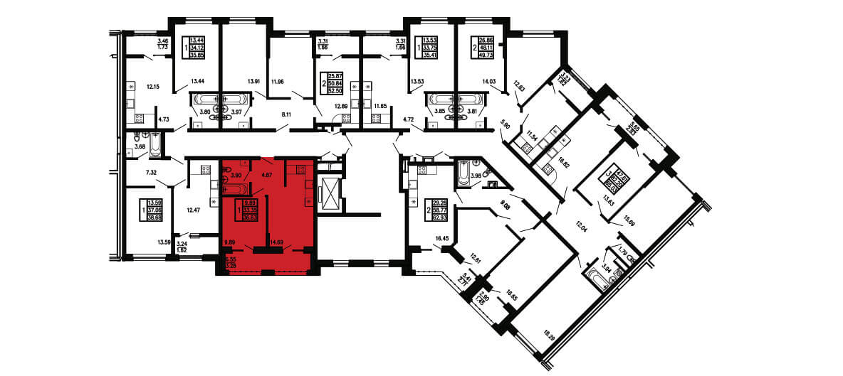 Планировка Квартира 1‑комнатная площадью 36.63 м² №56 продаётся в городе Феодосия «ЖК Просторы Крыма» от застройщика по цене 7 985 340 ₽ – МОРЕ БЛИЗКО