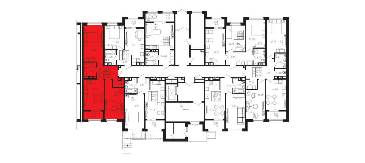 Планировка Квартира 2‑комнатная площадью 62.23 м² №73 продаётся в городе Феодосия «ЖК Просторы Крыма» от застройщика по цене 9 334 500 ₽ – МОРЕ БЛИЗКО